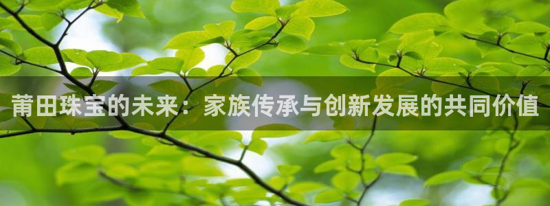 开丰娱乐官网：莆田珠宝的未来：家族传承与创新发展的共同价值